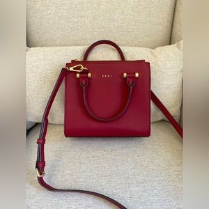 EUC DKNY Crossbody Bag in Burgundy/Red Saffiano Leather